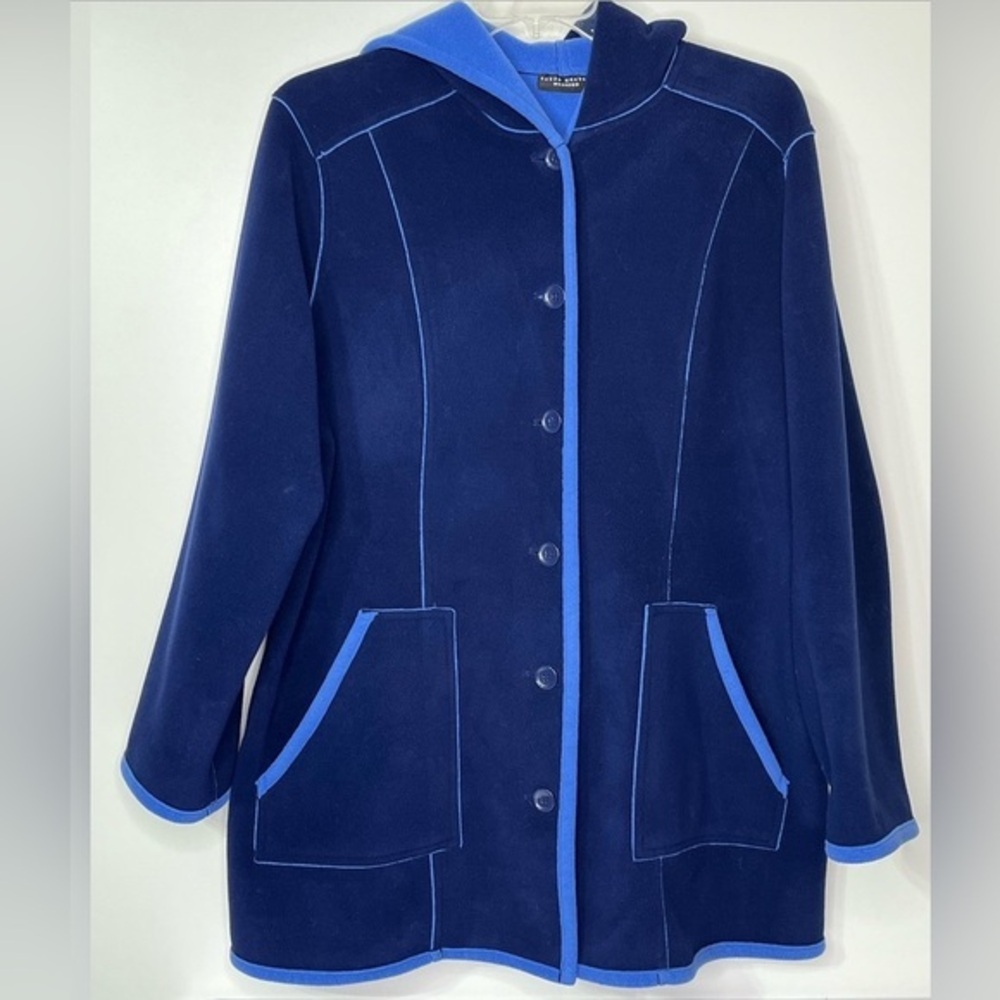 Button Front Hooded Fleece Coat, XL